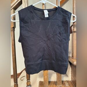 Athleta black tank with mesh cutout detail